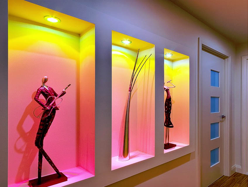 Ниша из гипсокартона с подсветкой