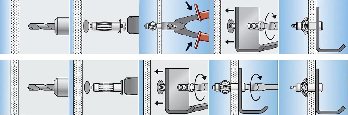 Монтаж дюбеля Молли