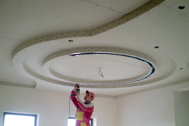 крепление гипсокартона для двухуровневого потолка