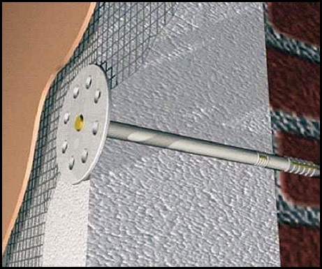 Этапы - Закрепление дюбелями пенопласт, его армирование, финишная отделка