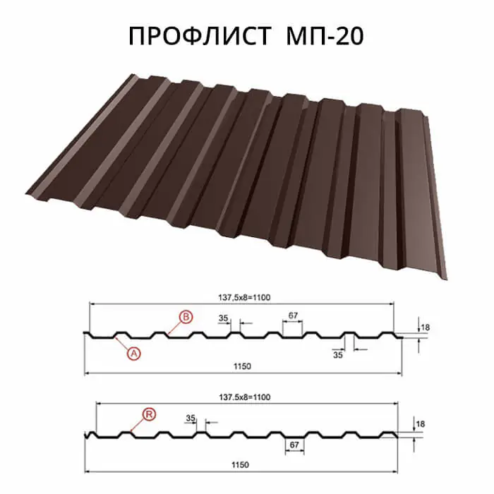 Металлопрофиль для забора МП-20