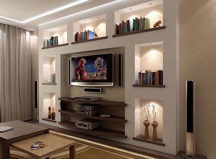 Ниша из гипсокартона под телевизор