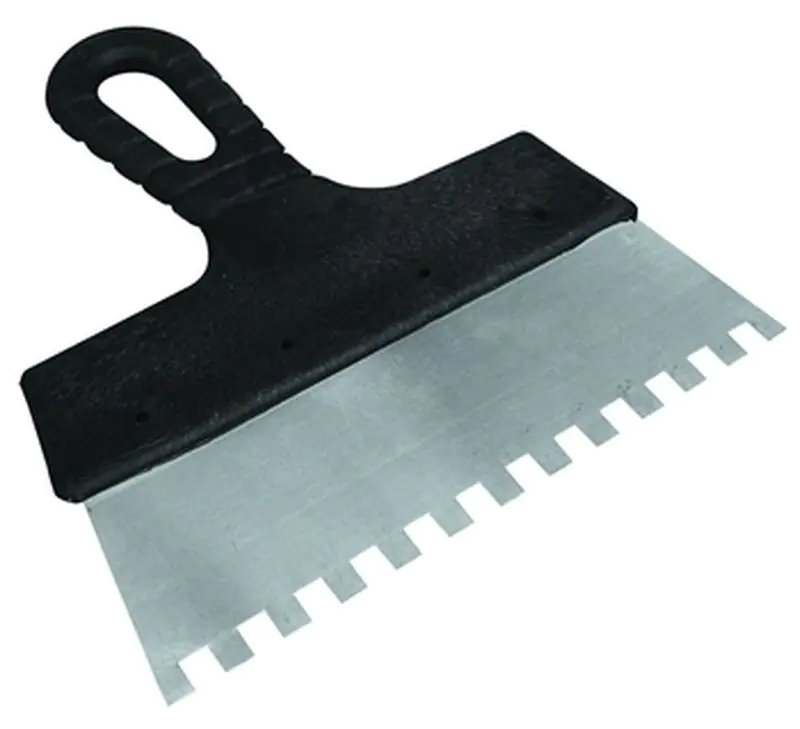 Шпатель зубчатый нержавеющий 300 мм, зуб 10х10 мм Волат