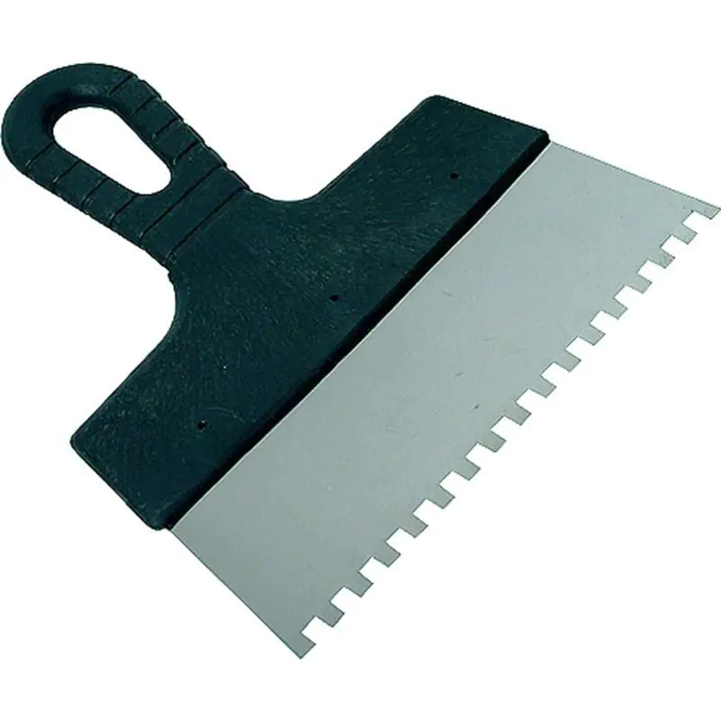 Шпатель зубчатый нержавеющий 250 мм, зуб 6х6 мм