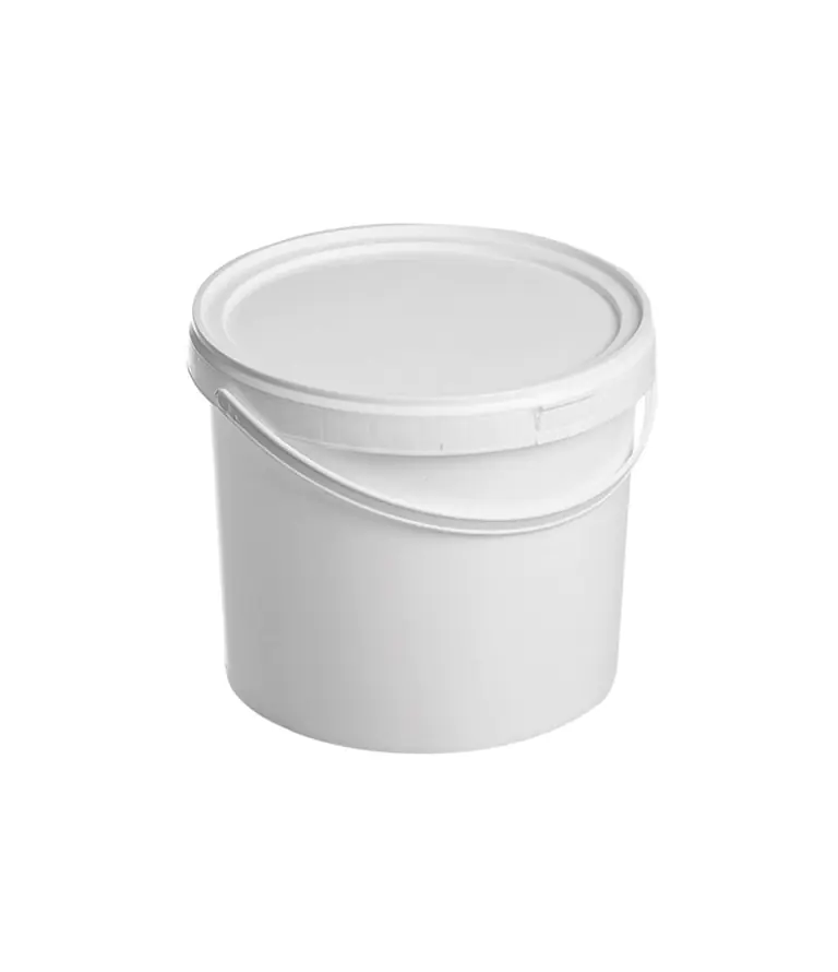 Ведро пластиковое круглое с крышкой (белое) 1,1 л