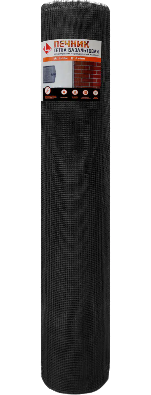 Базальтовая сетка для печей LIHTAR 1х10 м (ячейка 6x6 мм)