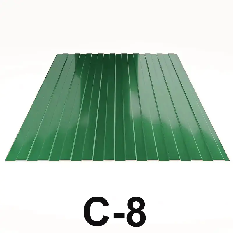 Профнастил оцинкованный С-8 0,35 мм RAL 6005 (зеленый) 2 м