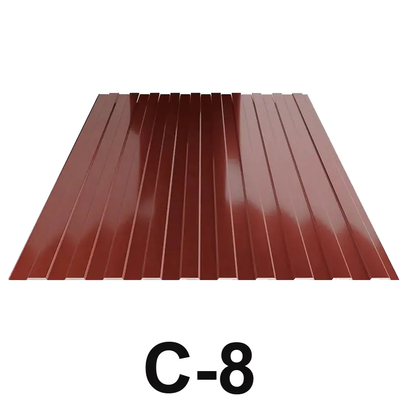 Профнастил оцинкованный С-8 0,35 мм RAL 3005 (красный) 1,7 м