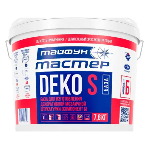 Штукатурка мозаичная Тайфун Мастер DEKO S База, 7,6 кг