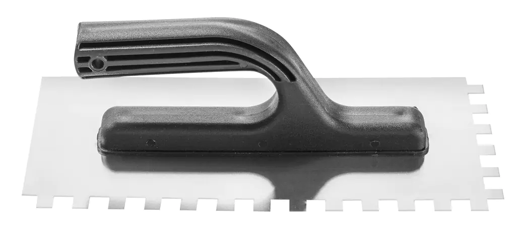 Гладилка зубчатая нержавеющая 13x27 см, зуб 6х6 мм