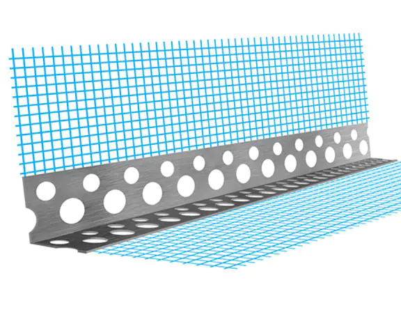 Угол фасадный алюминиевый с синей Полоцкой сеткой 6,2x6,2 см (3 м)