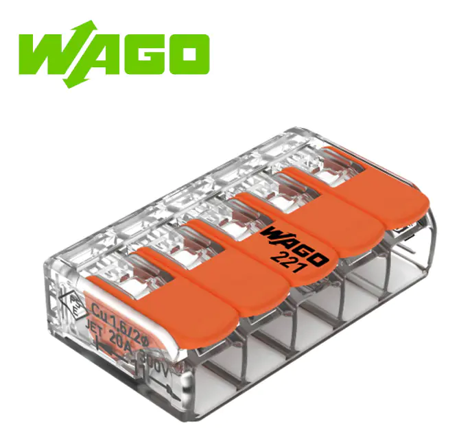 Клемма соединительная Wago 221-415 (5 отверстий) 2 шт