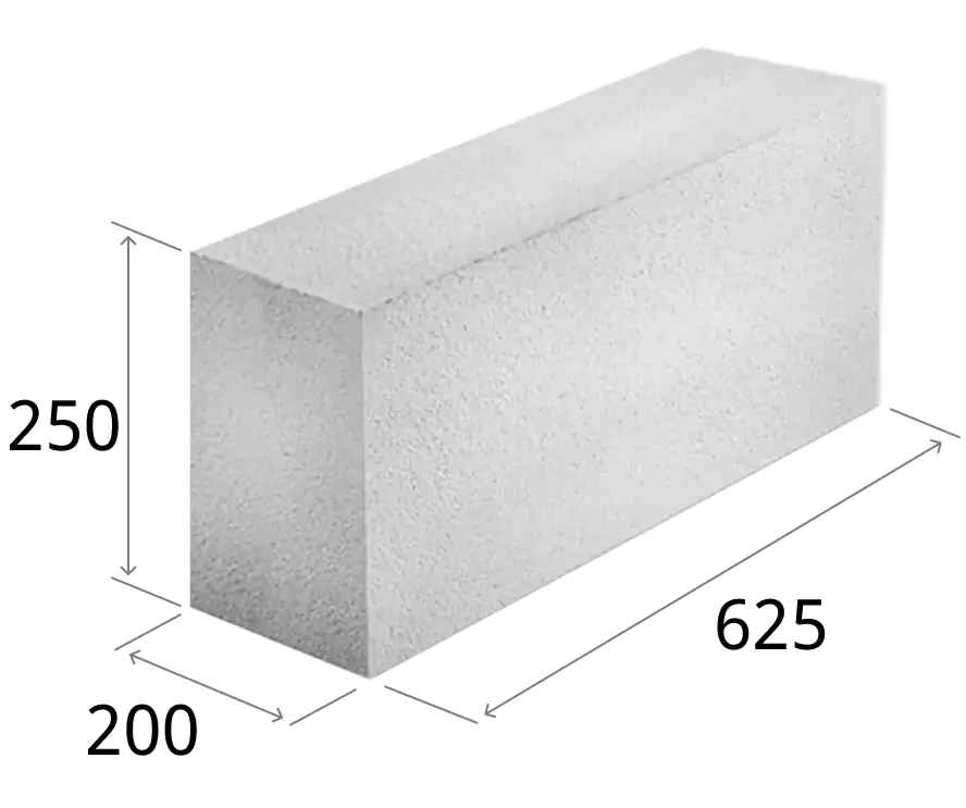Блок газосиликатный ЗАБУДОВА 625x200x250, возможно 10% боя