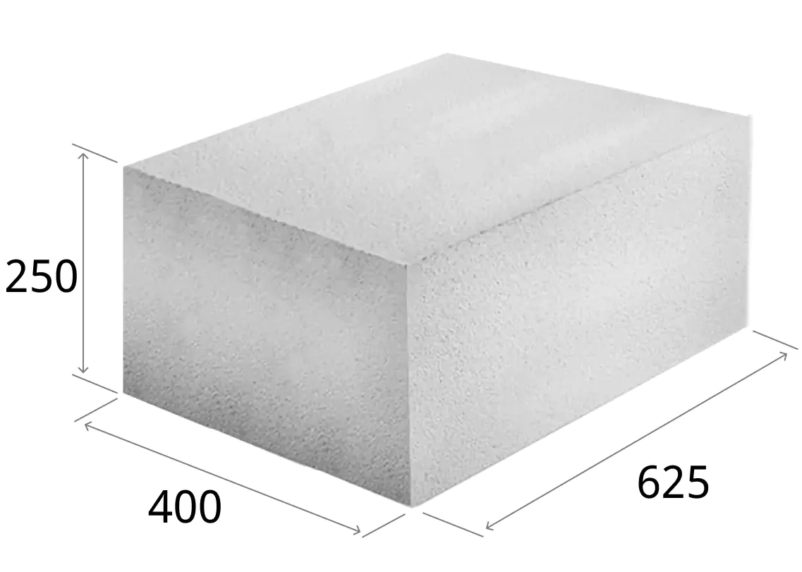 Блок газосиликатный ЗАБУДОВА 625x400x250, возможно 10% боя