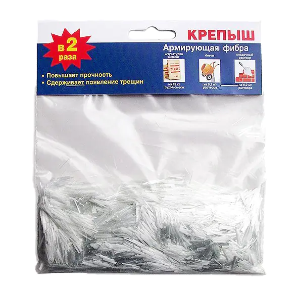 Армирующая фибра для строительных смесей Крепыш, 100 г