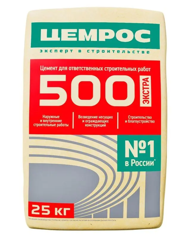 Цемент ЦЕМРОС М500 Д0 ЦЕМ I 42,5 Н 25 кг