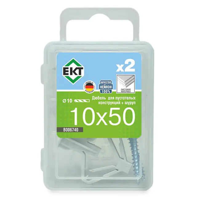 Дюбель-бабочка 10х50 нейлон с шурупом ЕКТ B006740 2 шт