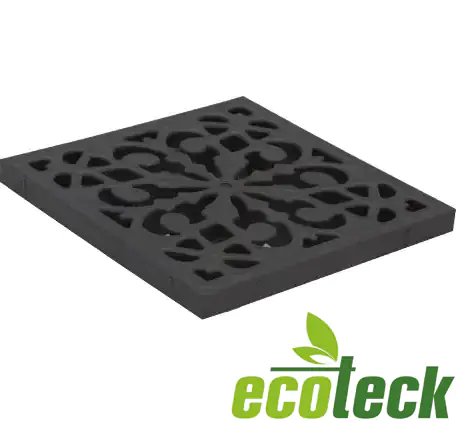 Решетка пластиковая к дождеприемнику 280х280х30 (чёрный) Ecoteck