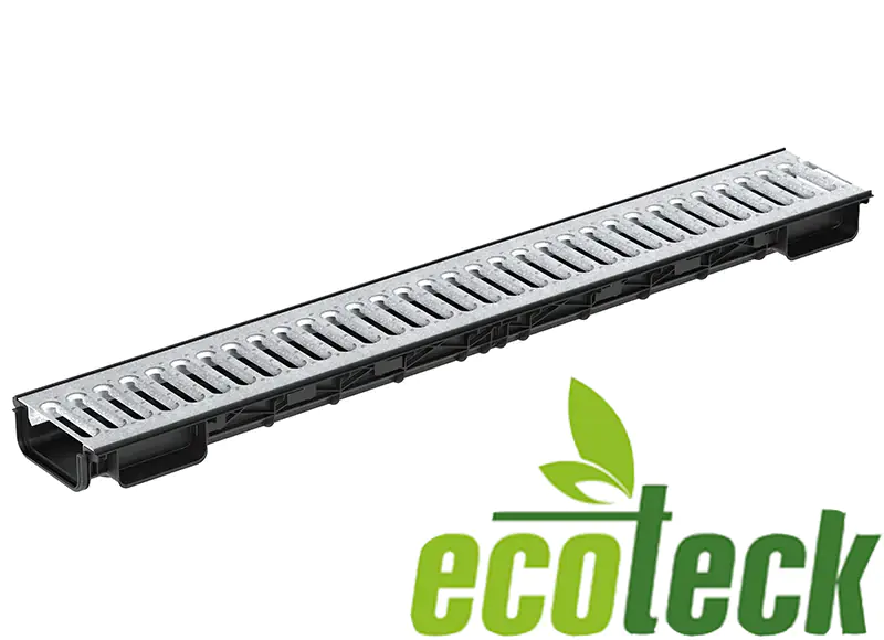 Лоток водоотводный 1000х153х56 с решеткой стальной Ecoteck
