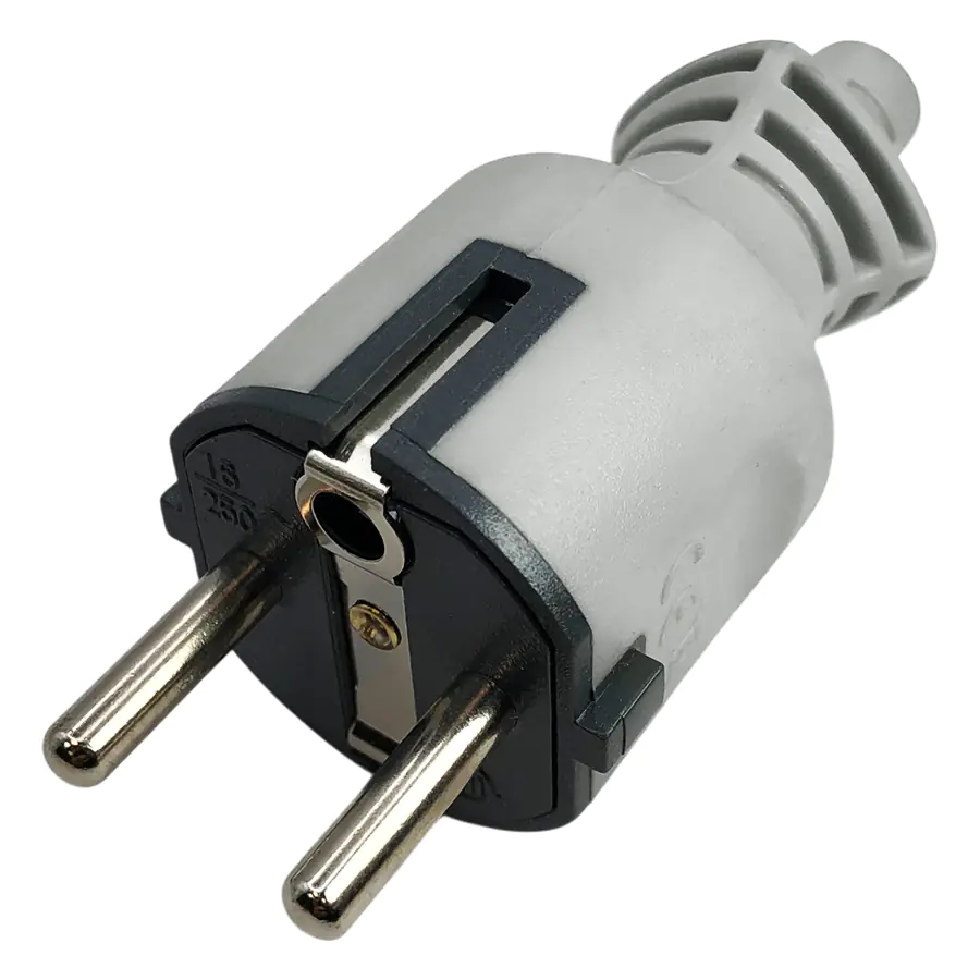 Вилка штепсельная прямая с/з 16А Electraline 55028 (серый, каучук)