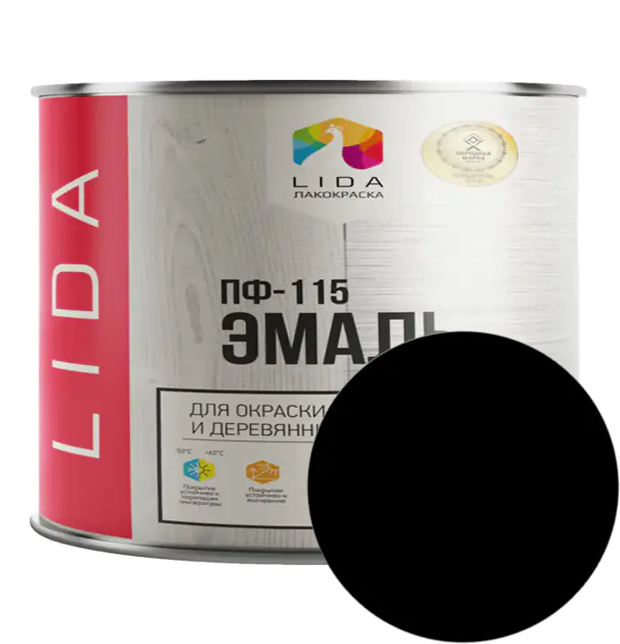 Эмаль ПФ-115 LIDA (черная) 2 л