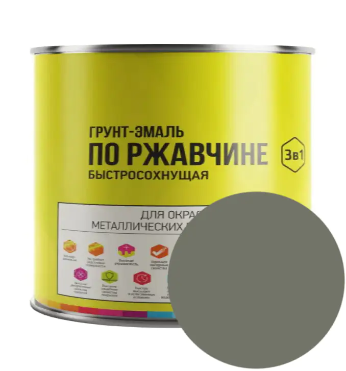 Грунт-эмаль по ржавчине быстросохнущая LIDA (cерая) 2 л