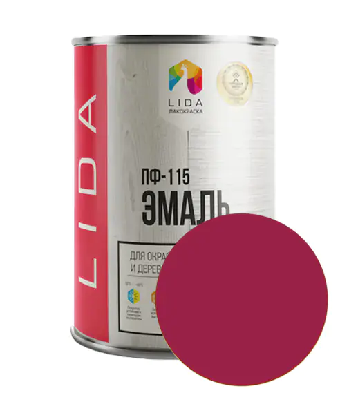 Эмаль ПФ-115 LIDA (вишневая) 1 л