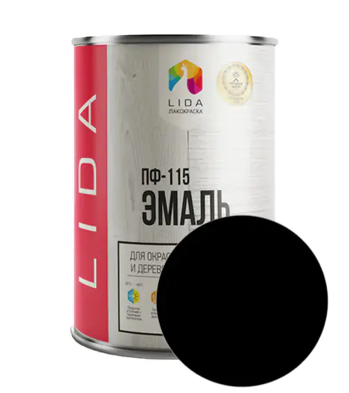 Эмаль ПФ-115 LIDA (черная) 1 л
