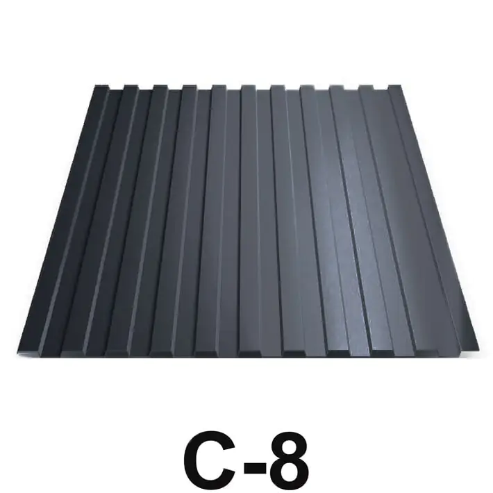 Профнастил оцинкованный С-8 0,35 мм RAL 7024 (серый) 1,5 м