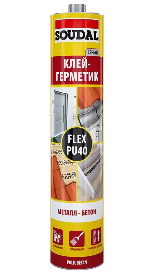 Клей-герметик полиуретановый Soudal Flex PU 40 (серый) 300 мл
