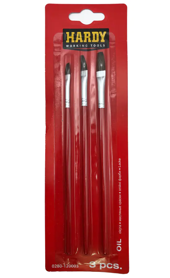 Набор плоских художественных кистей 3 шт Hardy (0280-120003)