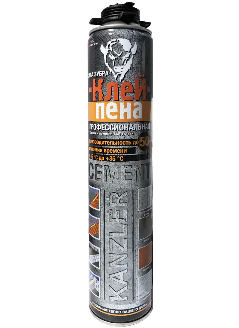 Клей-пена монтажная KANZLER Cement, 850 мл