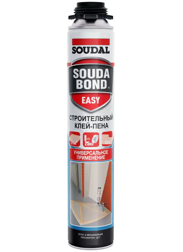 Клей-пена монтажная Soudal Soudabond Easy под пистолет, 750 мл