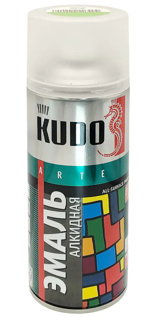 Эмаль аэрозольная универсальная KUDO RAL 6018 (салатовый) 520 мл, KU-10088