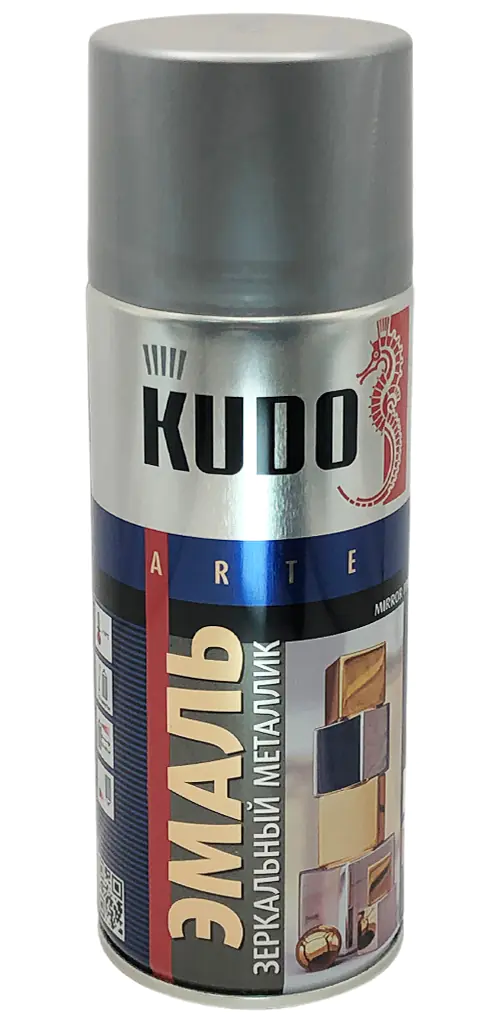 Эмаль аэрозольная универсальная KUDO (хром металлик зеркальный) 520 мл, KU-1033
