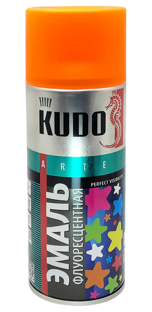 Эмаль аэрозольная флуоресцентная KUDO (оранжево-желтый) 520 мл, KU-1205