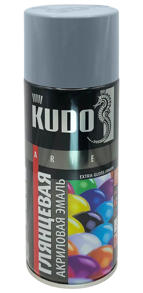 Эмаль аэрозольная универсальная KUDO RAL 7012 (темно-серый глянцевый) 520 мл, KU-A7012