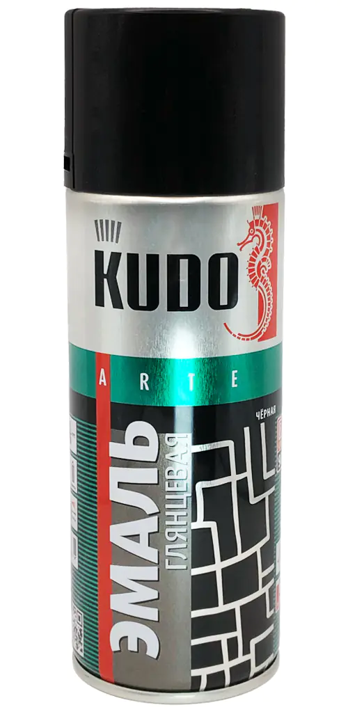 Эмаль аэрозольная универсальная KUDO RAL 9005 (черный глянцевый) 520 мл, KU-1002