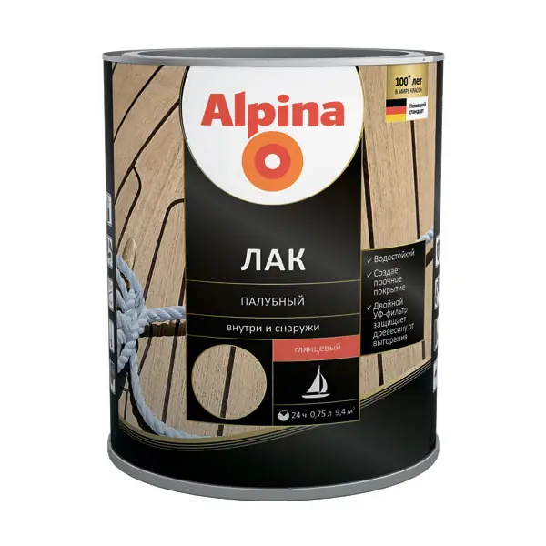 Лак Alpina палубный яхтный (глянцевый) 0,75 л