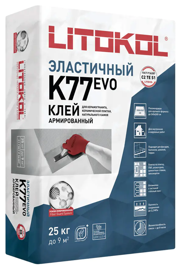 Клей для плитки Litokol SUPERFLEX K77, 25 кг