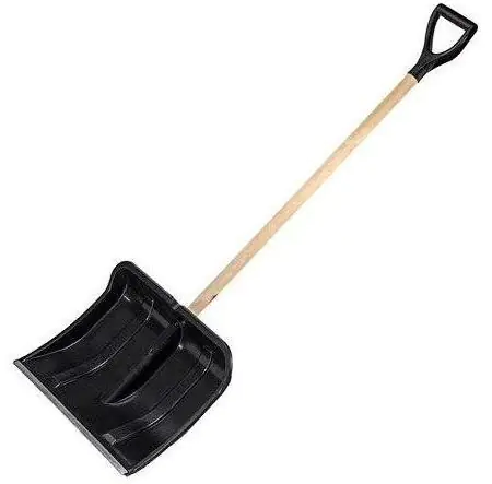 Лопата для уборки снега пластиковая с деревянным черенком 500х390 мм