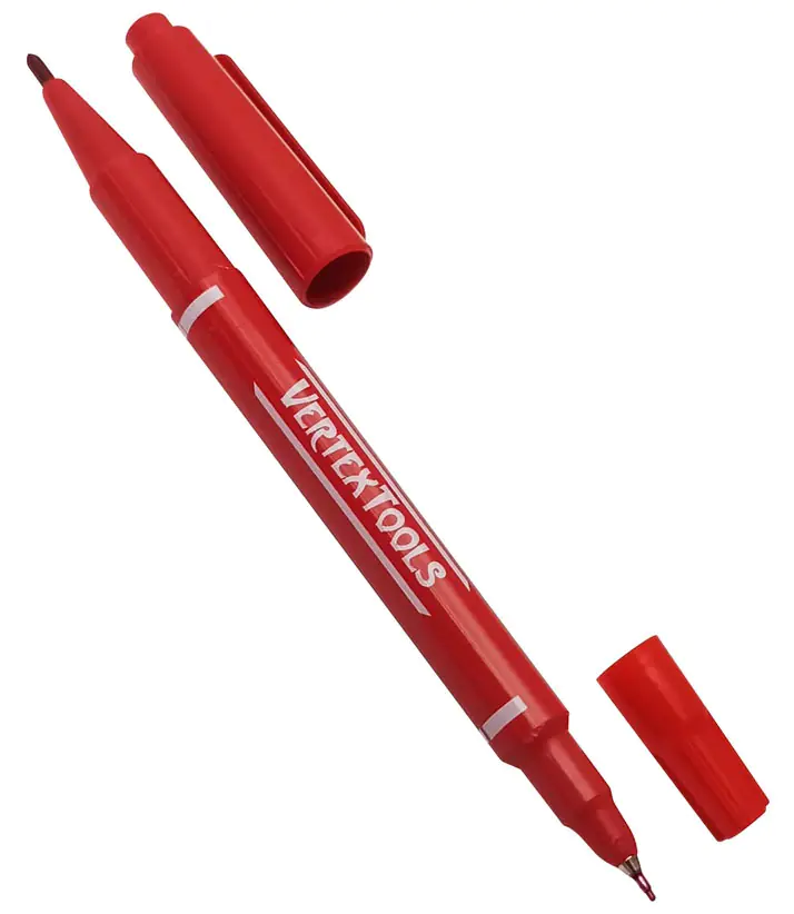 Маркер двусторонний 1 и 0,5 мм Vertex Tools (красный)