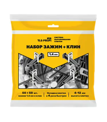 Набор СВП TLS Profi Зажим 1,4 мм + Клин (50 + 50 шт)