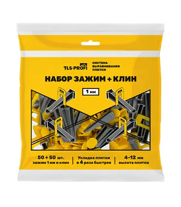 Набор СВП TLS Profi Зажим 1 мм + Клин (50 + 50 шт)