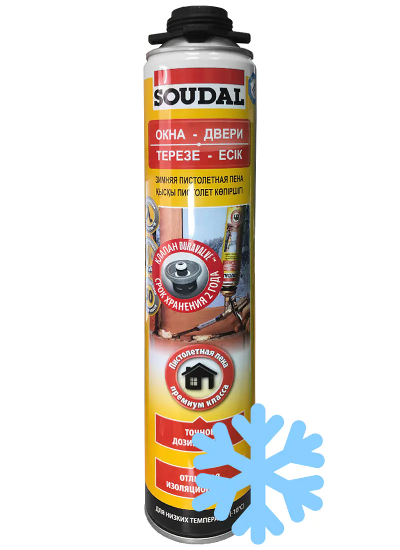 Монтажная пена Soudal Professional (окна, двери) ЗИМА под пистолет, 750 мл