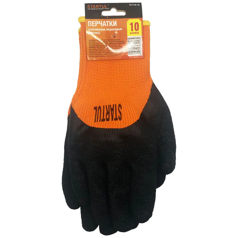 Перчатки утепленные акриловые (латекс) размер 10 Startul ST7176-10