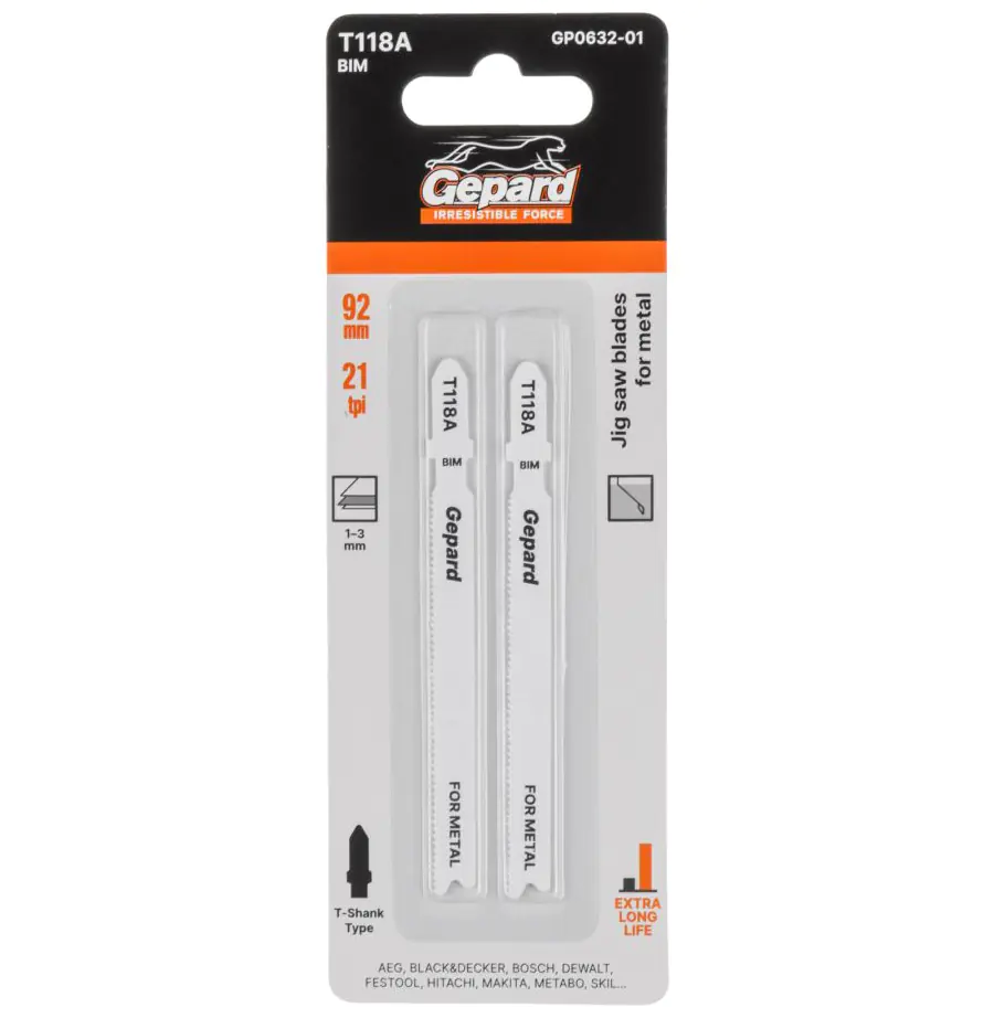 Пилка для лобзика по металлу T118А Gepard GP0632-01 (2 шт)