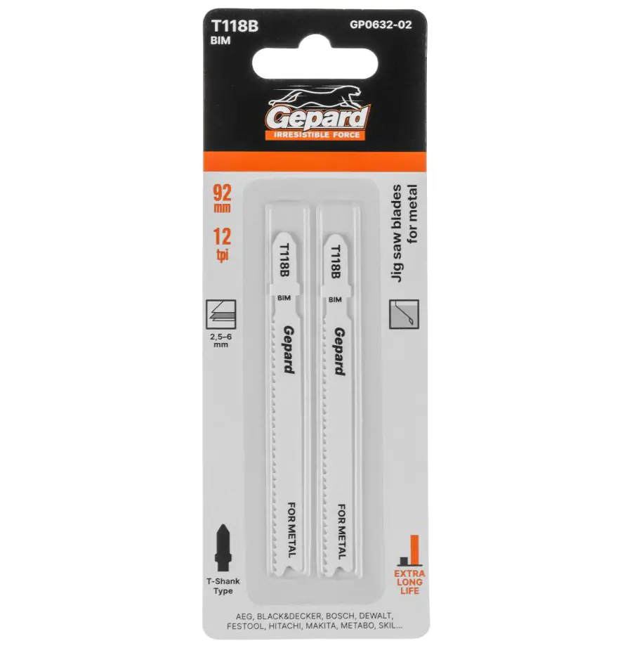 Пилка для лобзика по металлу T118B Gepard GP0632-02 (2 шт)
