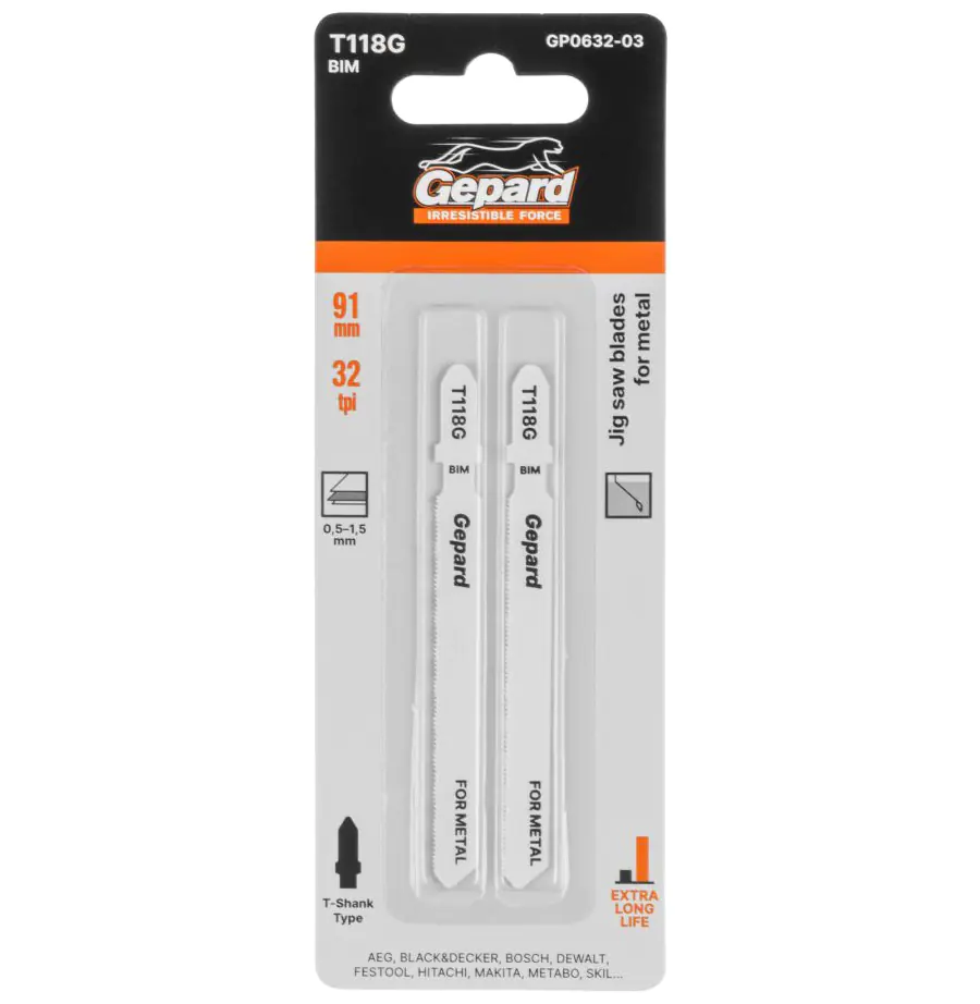 Пилка для лобзика по металлу T118G Gepard GP0632-03 (2 шт)