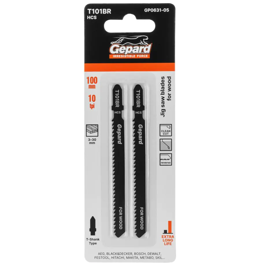 Пилка для лобзика по дереву T101BR Gepard GP0631-05 (2 шт)